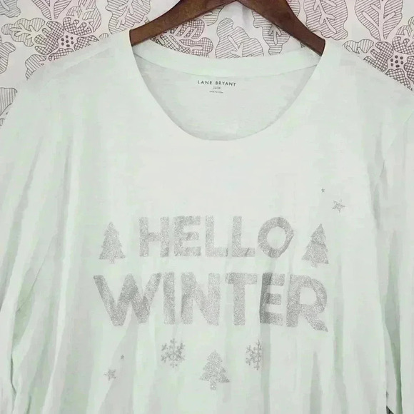 Lane Bryant Hello Winter Glitter Crewneck Long sleeve T shirt Women's 22/24 - Picture 3 of 7
